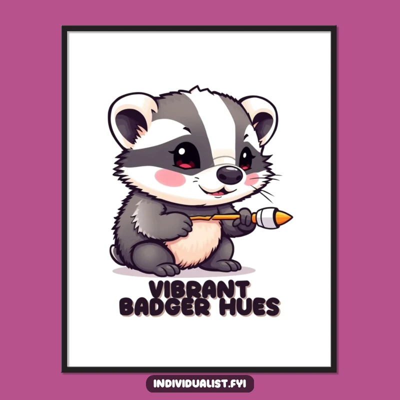 Funny Badger Artist Digital Art - Instant Download for Vibrant Decor