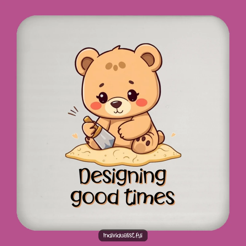 Funny Bear Sand Art Coaster Set - Protect Surfaces Character Fun