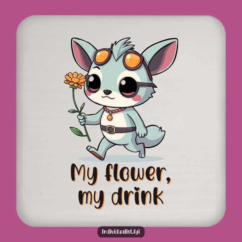 Funny Bold Creature Coaster: Daring Style & Flower, Chic Funny Gift!