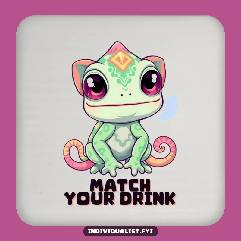 Funny Curious Chameleon Pattern Coaster - Protect Surfaces with Color