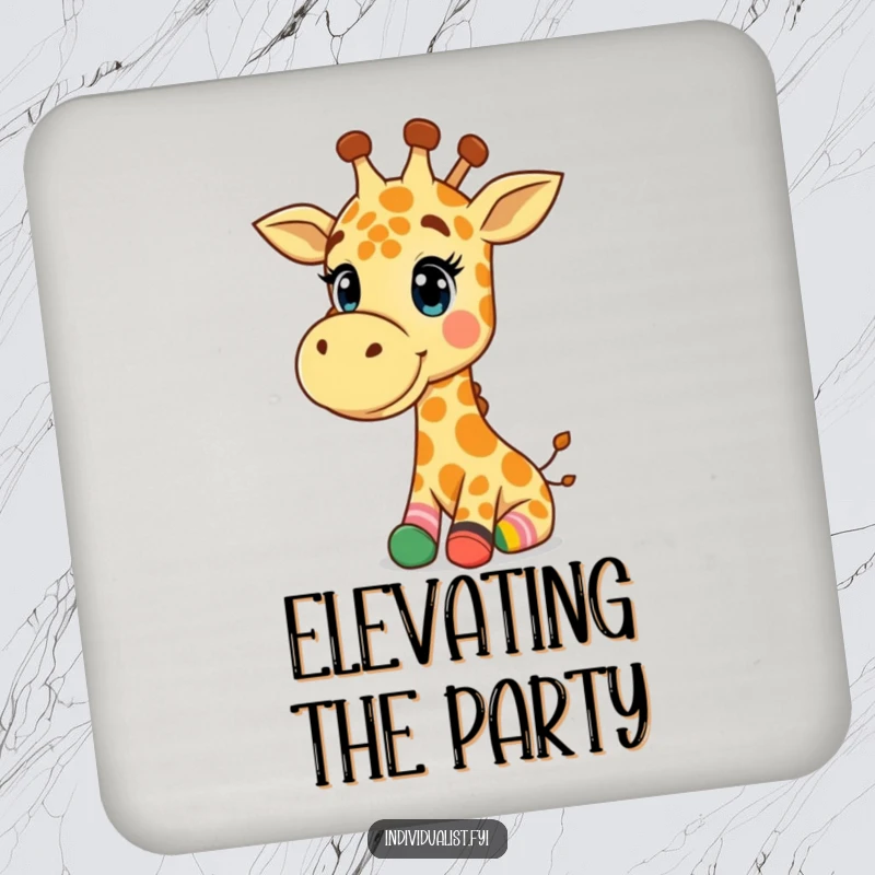 Funny Giraffe Coaster: Happy giraffe wearing colorful socks, protecting surfaces with funny flair.