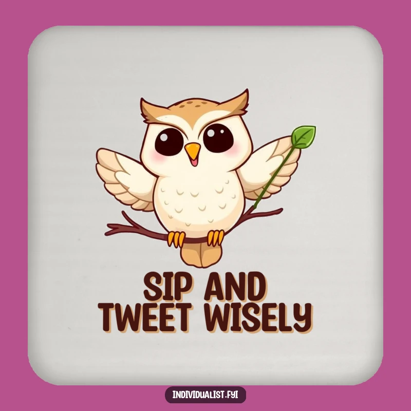 Funny Owl Leaf Drink Coaster: Protect Surfaces with this Hilarious Woodland Art