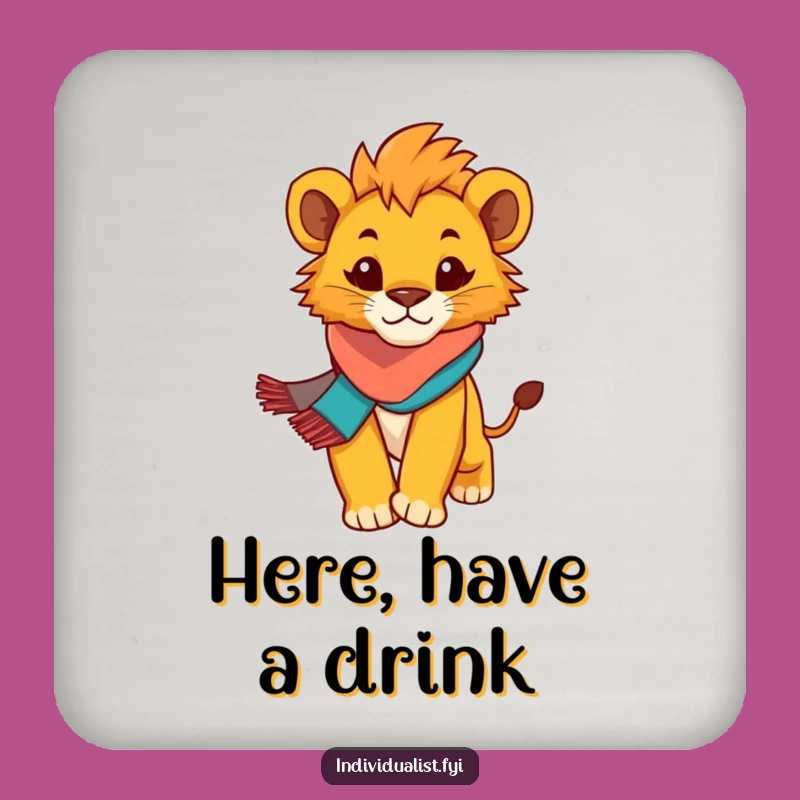 Funny Lion Cub Coaster: Protect Surfaces with Determined Cub, Cute Gift