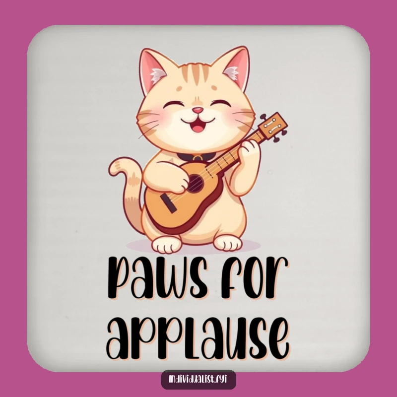 Funny Cat Instrument Coaster: Protect Surfaces with a Happy Feline Musician, A Charming Funny Gift!