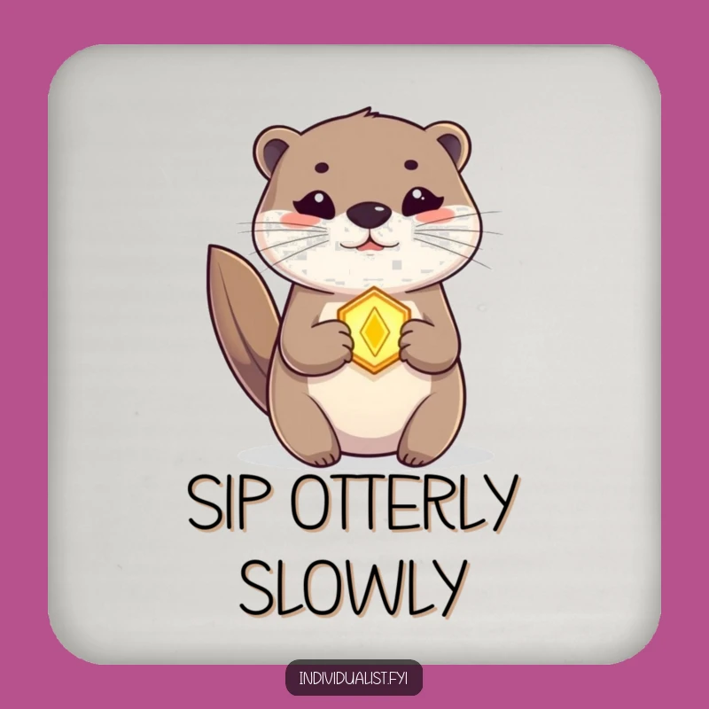 Funny Otter Amulet Coaster: Protect Surfaces with Mystical Charm and Humor