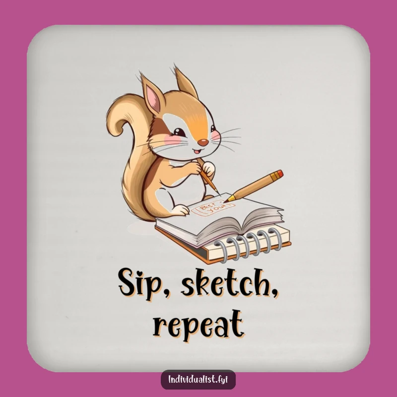 Funny Squirrel Artist Drink Coaster: Protect Surfaces with Creative Charm, Perfect Gift