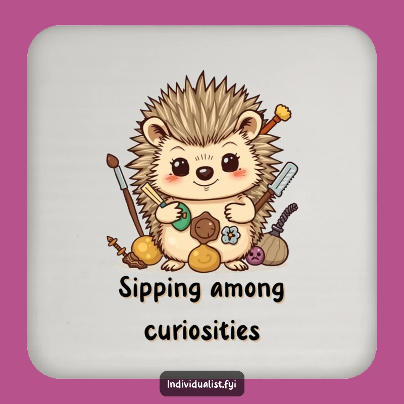 Funny Hedgehog Collector Coasters (Set of 4) - Quirky Protection, Fun Funny Gift