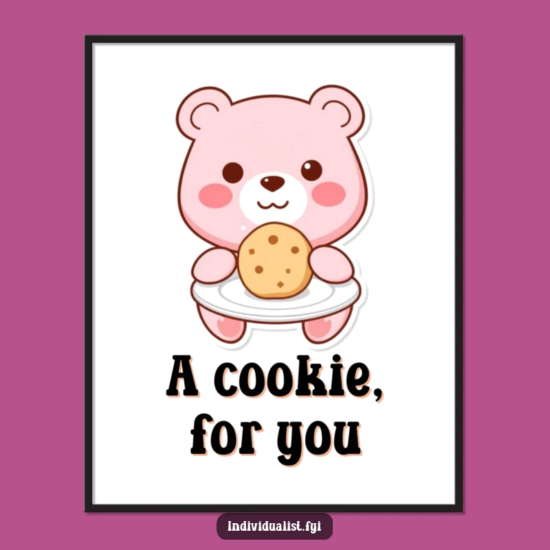 Funny Kawaii Bear Cookie Hug Poster - A Sweet Addition to Your Decor