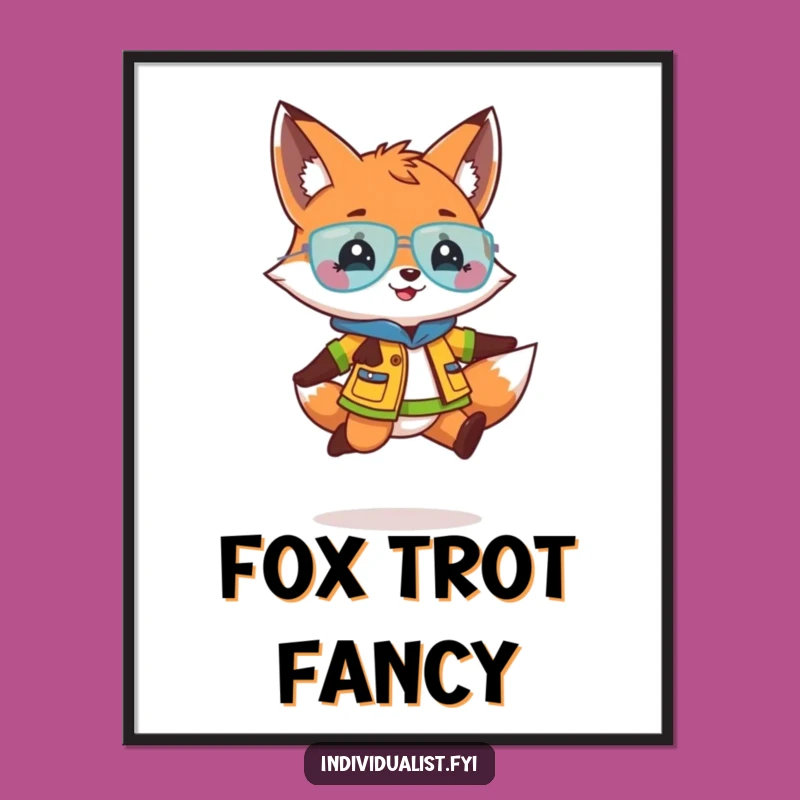 Funny Fox Jump Poster: Vibrant Wall Art of a Playful Fox for a Cheerful and Humorous Space