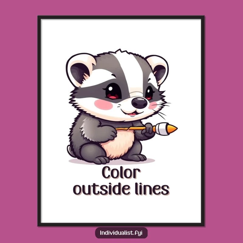 Funny Badger Artist Poster - Vibrant Wall Art for Creative Spaces