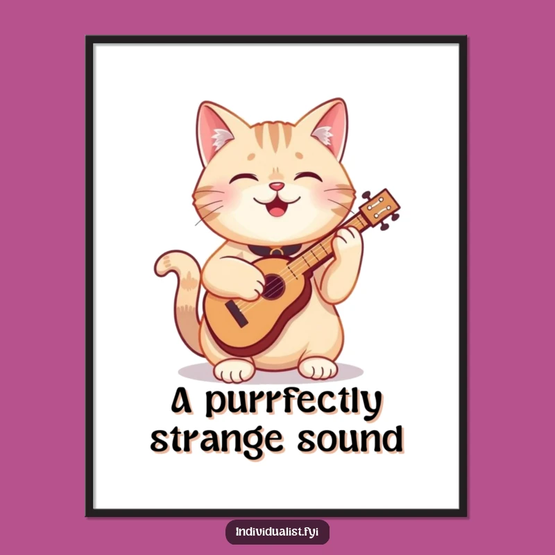 Funny Cat Instrument Poster: Vibrant Art of a Happy Feline Musician, A Perfect Funny Gift for Walls!