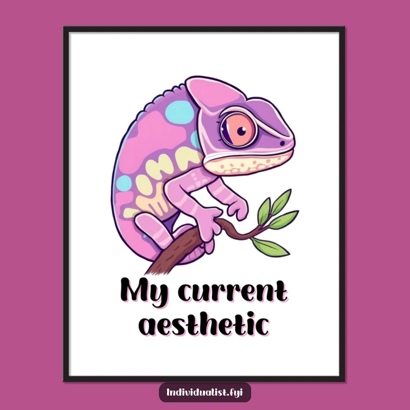 Funny Chameleon Poster: Vibrant Chameleon Art, Quirky Wall Decor