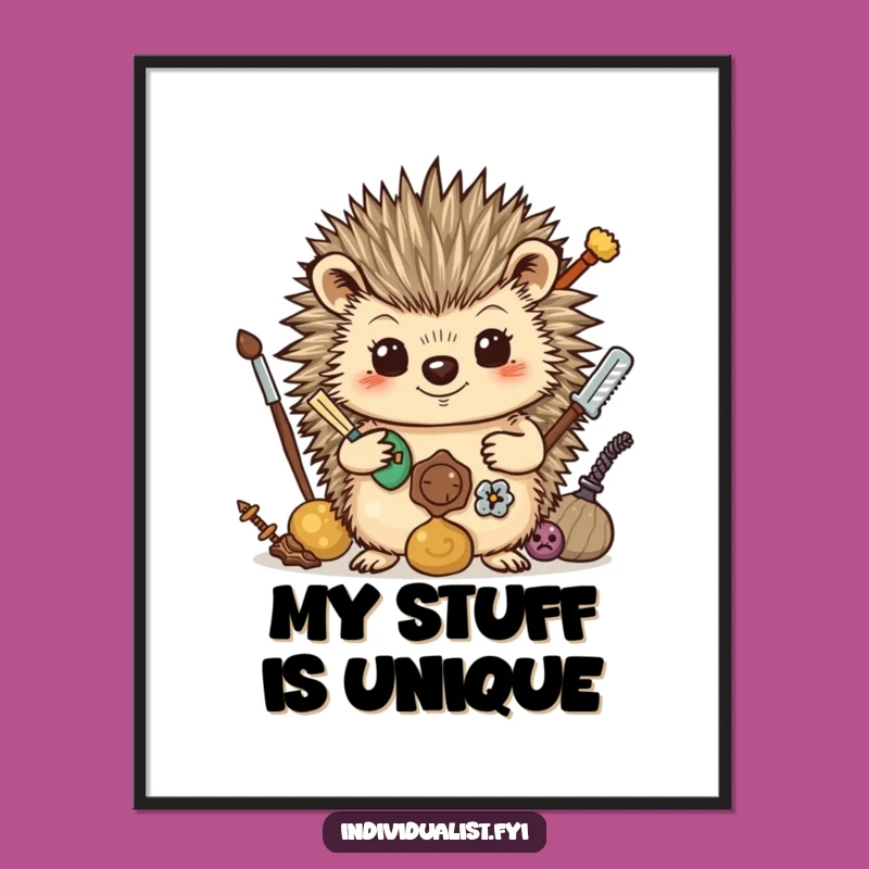 Funny Hedgehog Collector Art Print - Quirky Wall Decor, Perfect Funny Gift