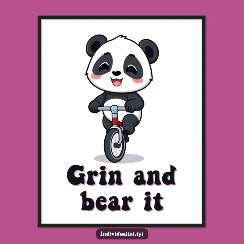 Funny Panda Unicycle Poster: Add Whimsical Cheer and Laughter to Your Walls