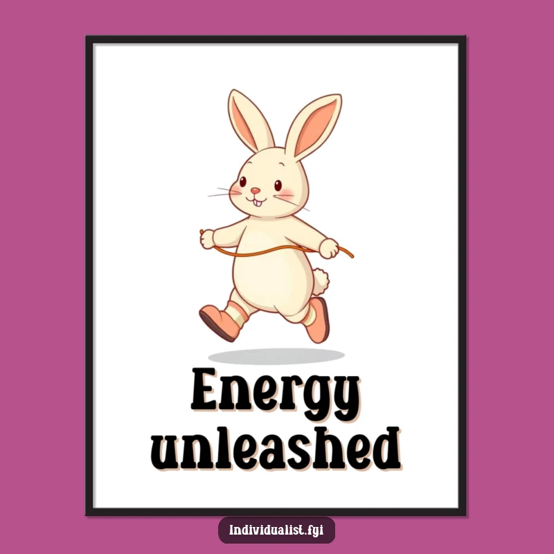 Funny Rabbit Skipping Poster: Mismatched Socks Joyful Art, Humorous Gift Decor