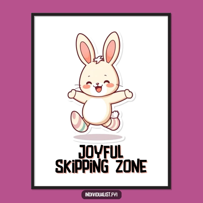 Funny Rabbit Mismatched Socks Poster: Joyful Hare Art Print, Whimsical Wall Decor, Funny Gift