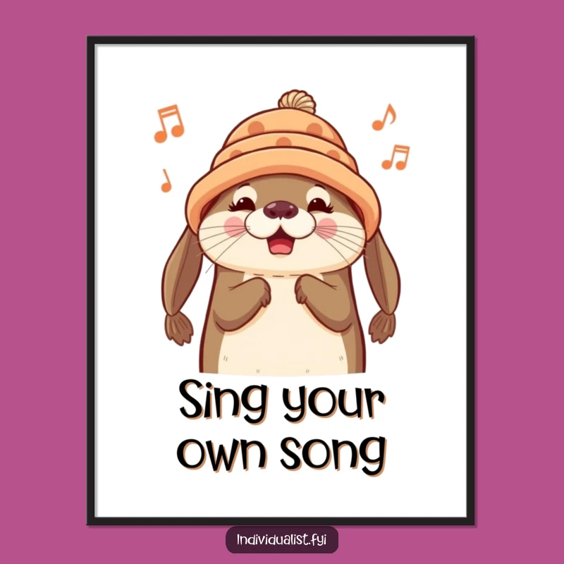 Funny Otter Hat Poster: Decorate with Delightful Tunes Gift!
