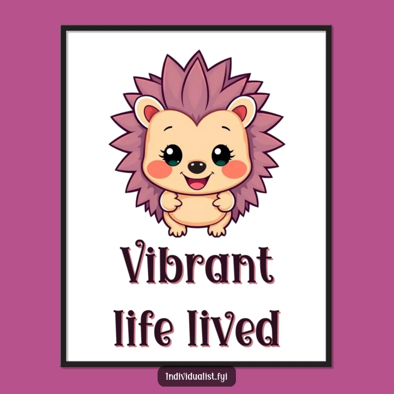 Funny Hedgehog Color Burst Poster - Vibrant Spiky Character Art