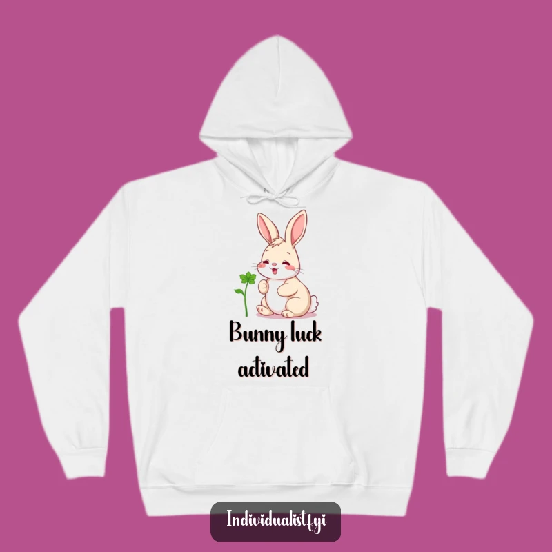 Funny Rabbit Clover Hoodie: Cozy Up with a Cheerful Hare's Lucky Find - Great Gift!