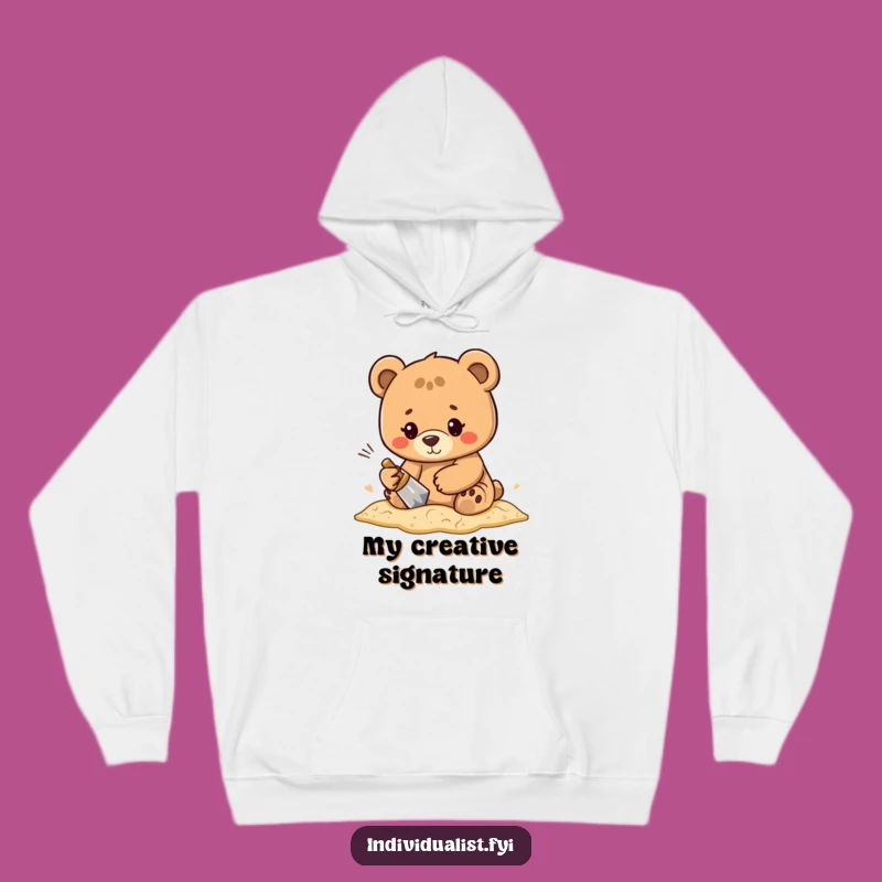 Cozy Funny Bear Beach Artist Hoodie - Warm Determined Character Apparel