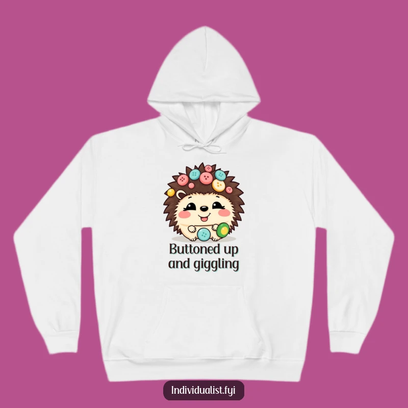 Cozy Funny Hedgehog Button Hoodie: Warm, Giggling Gift for Animal Lovers and Comfort