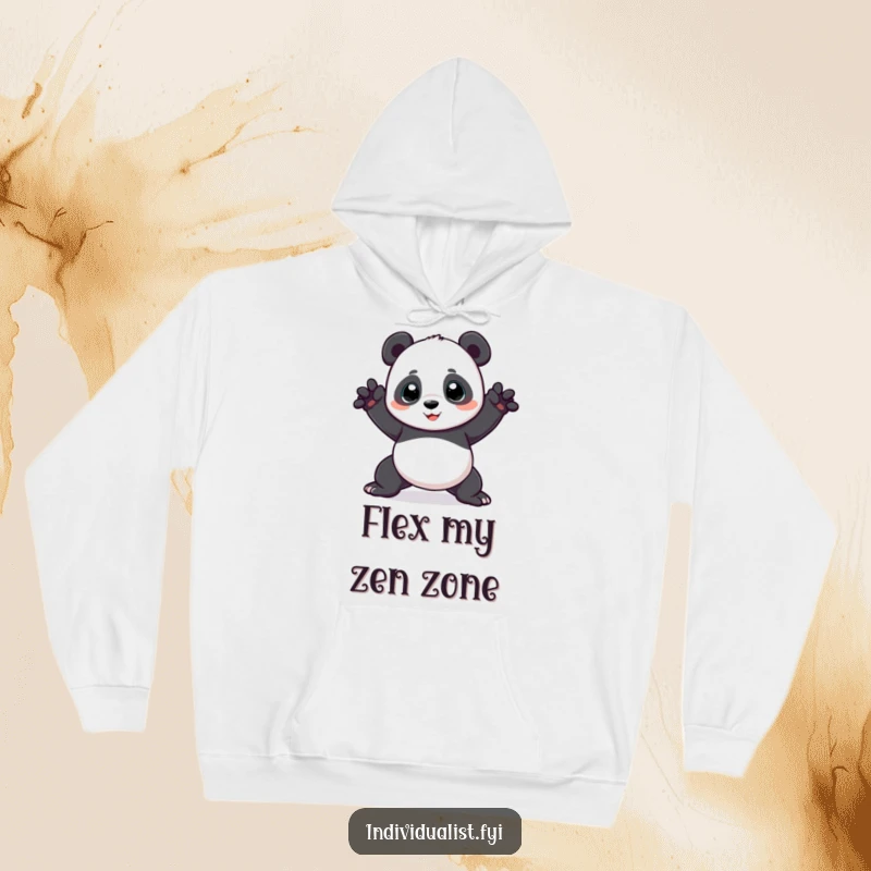 Funny panda hoodie featuring a playful panda doing a bizarre, contorted yoga pose, offering warmth and humor as a gift.