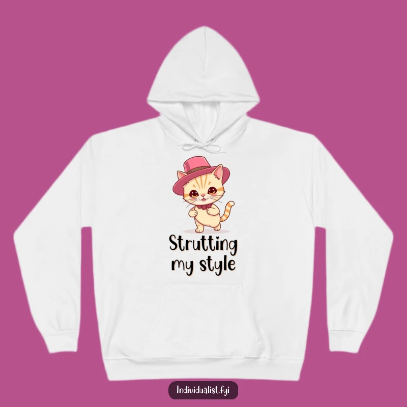Funny Cat Hat Smirk Hoodie: Cozy & Confident Feline, Perfect Humorous Gift