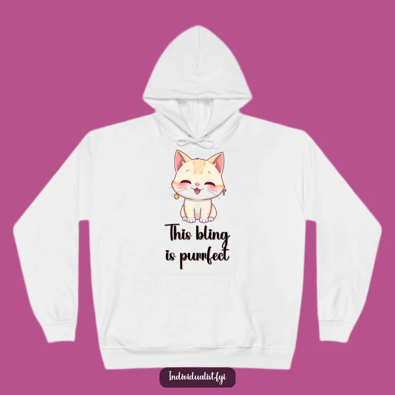Funny Giggling Cat Sparkly Earring Hoodie - Cozy Feline Humor Wear