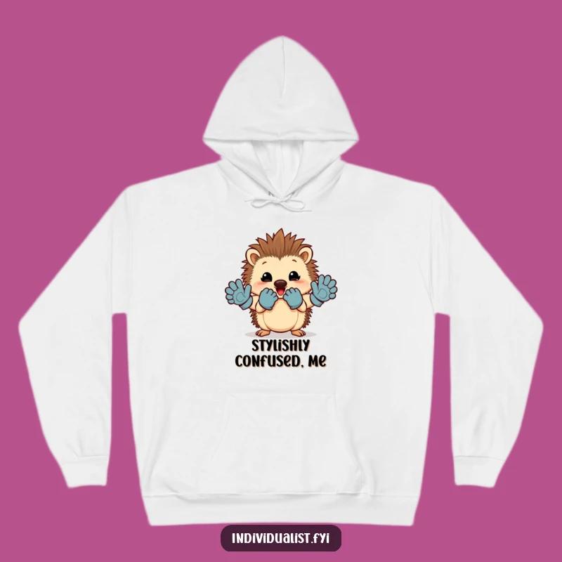 Cozy Funny Hedgehog Mismatched Gloves Hoodie: Warmth and Humor Combined