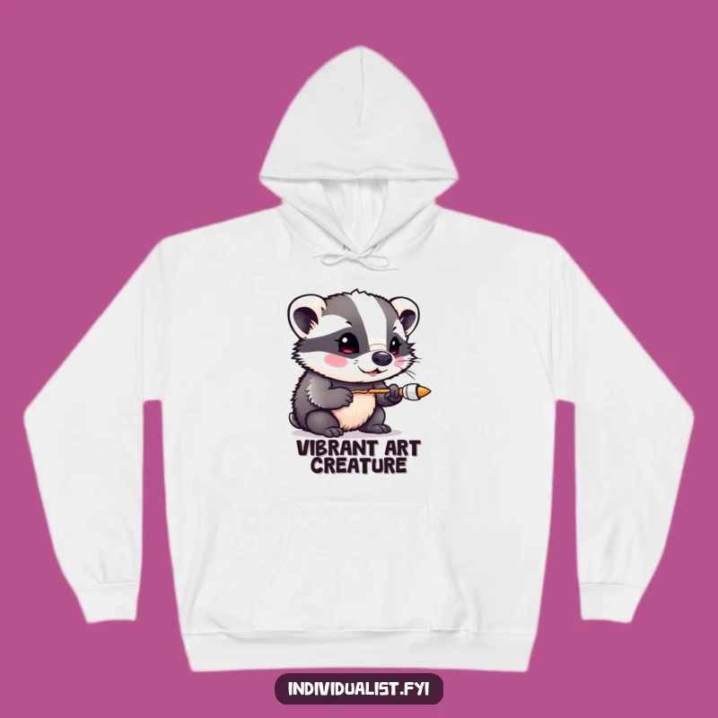 Cozy Funny Badger Artist Hoodie - Warm Sweatshirt for Creative Explorers