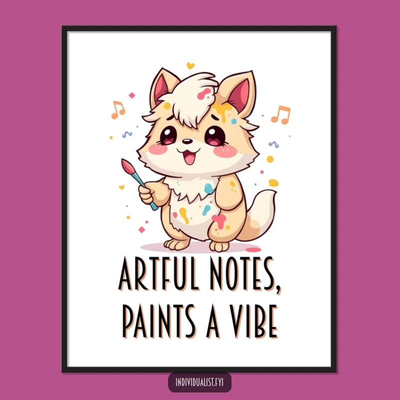 Funny Free Printable Wall Art: Creative Painter Creature - Artsy Decor Downloadable