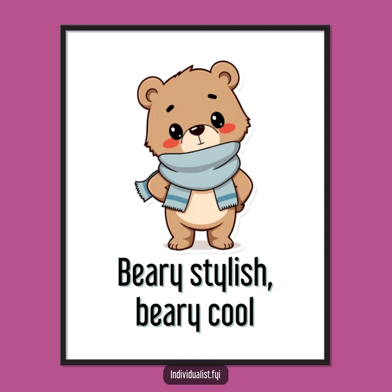 Free Printable Wall Art: Stylish Bear Cub, Chic Downloadable Decor