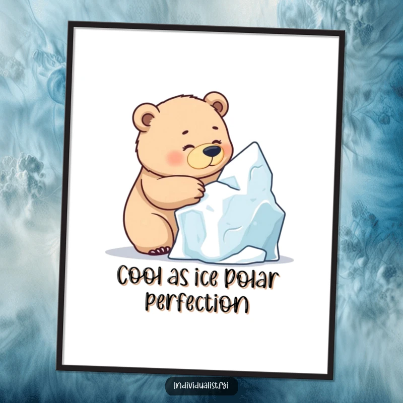 Funny Free Printable Wall Art: A determined bear concentrates intensely while sculpting a unique and intricate ice formation.