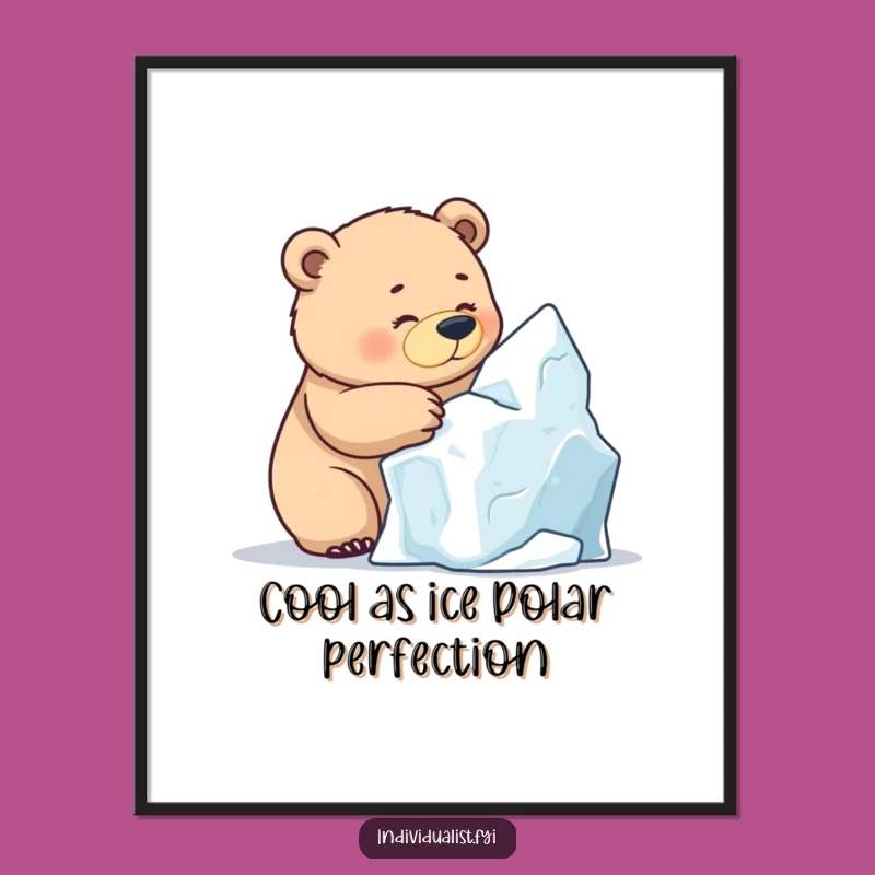 Free Printable Wall Art - Funny Determined Bear Sculpting Ice, Downloadable Decor