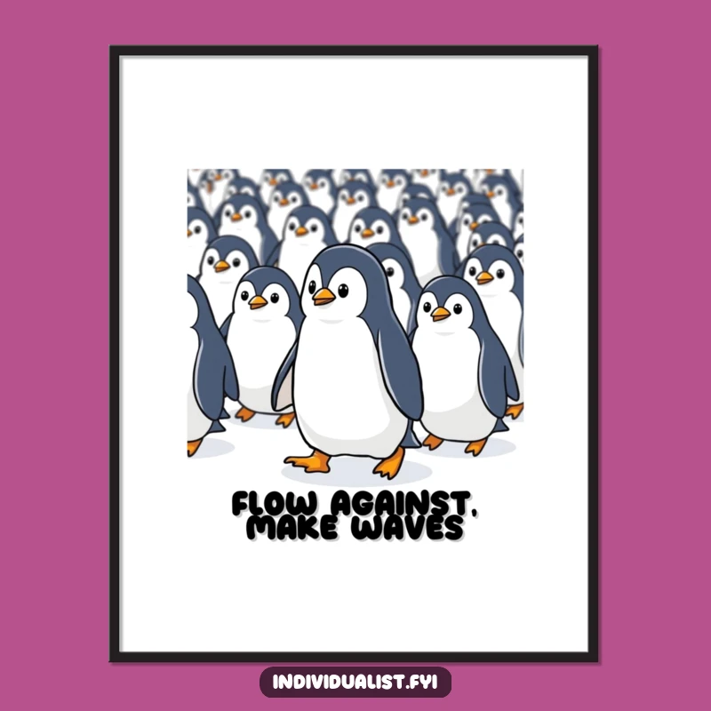 Free Printable Wall Art: Determined Kawaii Penguin - Inspiring Downloadable Decor Gift!