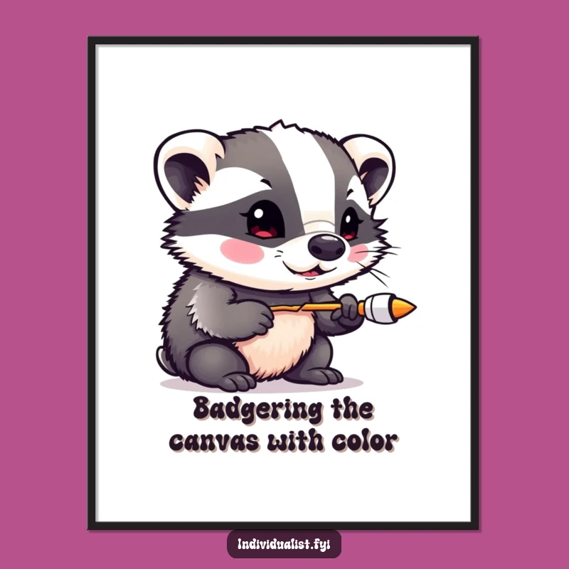 Free Printable Badger Color Wall Art - Abstract & Funny Downloadable Decor Gift