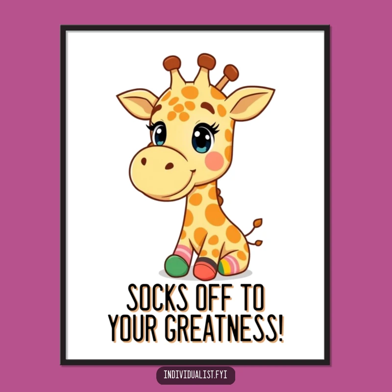 Free Printable Wall Art: Giraffe Mismatched Socks, Quirky Decor, Funny Downloadable Art