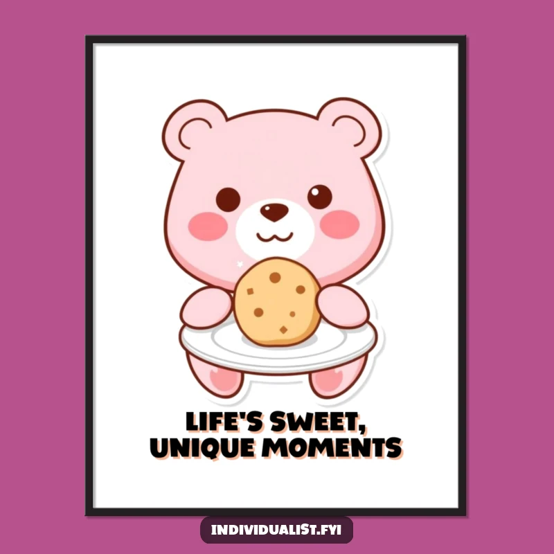 Free Printable Wall Art: Kawaii Bear Cookie - Whimsical Downloadable Decor Gift!