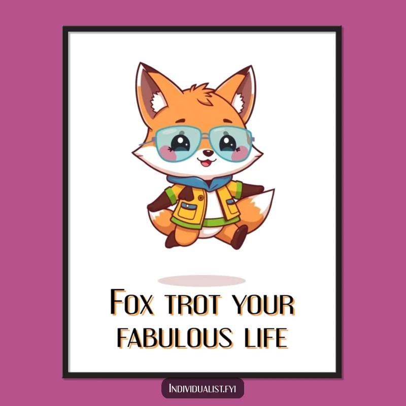 Free Printable Wall Art: Playful Fox Jumper, Energetic Downloadable Decor