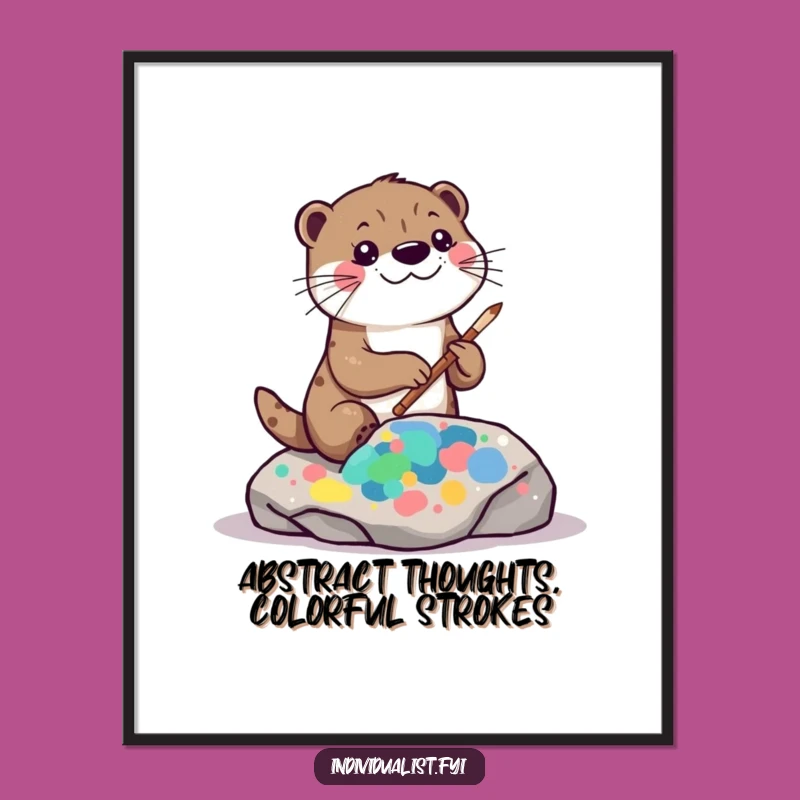 Funny Free Printable Otter Wall Art: Kawaii Abstract Art Decor