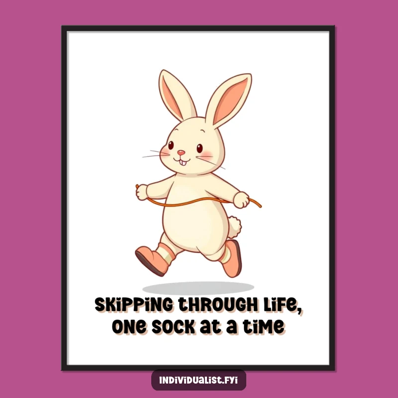 Funny Free Printable Rabbit Skipping Wall Art - DIY Downloadable Decor