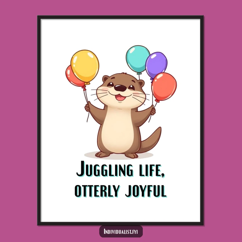 Free Printable Happy Otter Balloon Art - Whimsical Downloadable Wall Decor for Playful Spaces