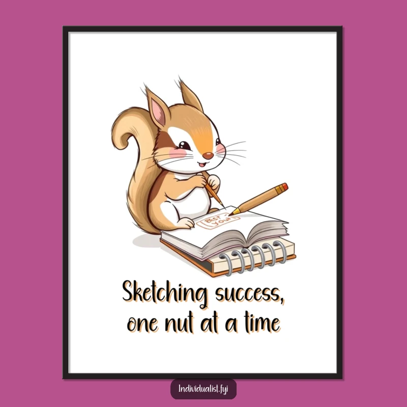Funny Squirrel Art Print: Free Printable Creative Notebook Sketch Downloadable Decor