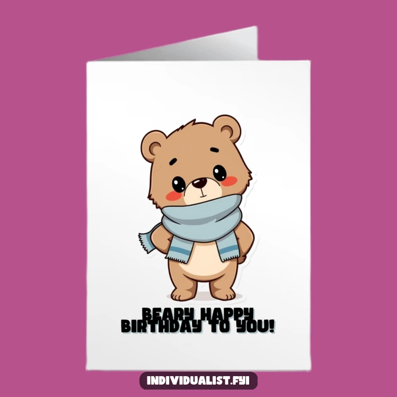 Free Printable Birthday Card: Stylish Bear Cub for a Fashionable Funny Gift