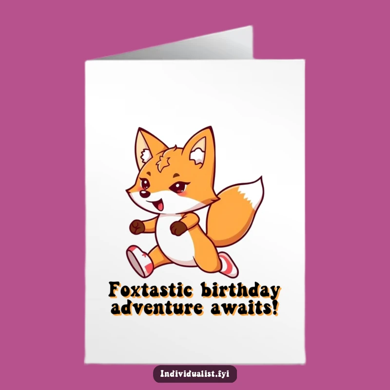 Free Printable Fox Birthday Card: Mismatched Socks Kawaii Leap Gift