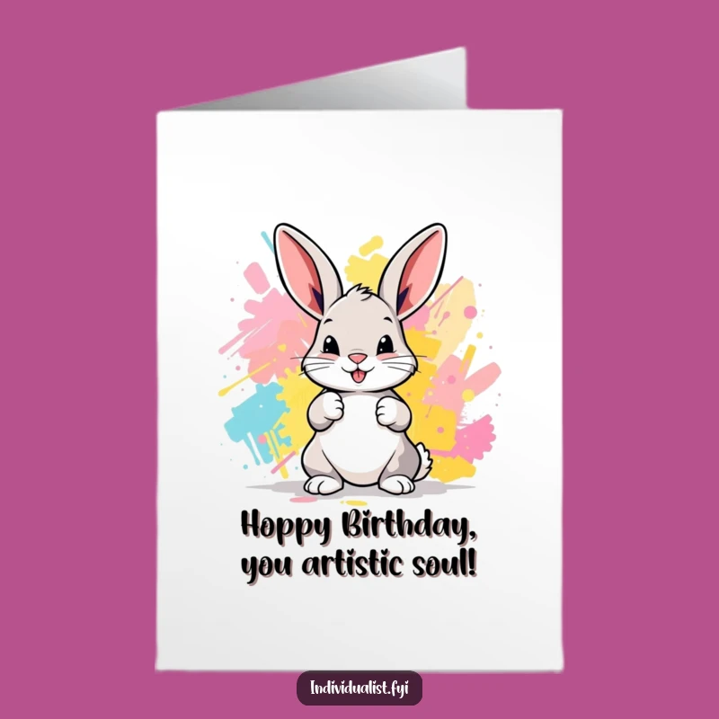 Free Printable Birthday Card: Bunny's Abstract Art, Fun Downloadable Gift