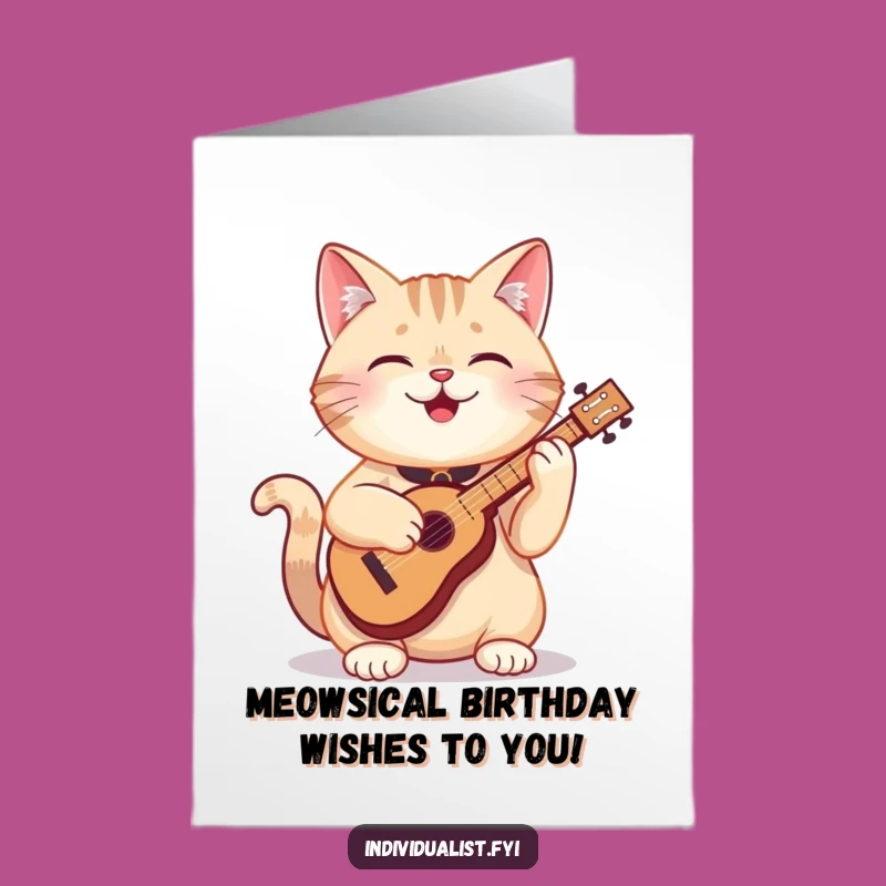 Free Printable Birthday Card: Funny Cat Musician Makes Your Day Hilarious!