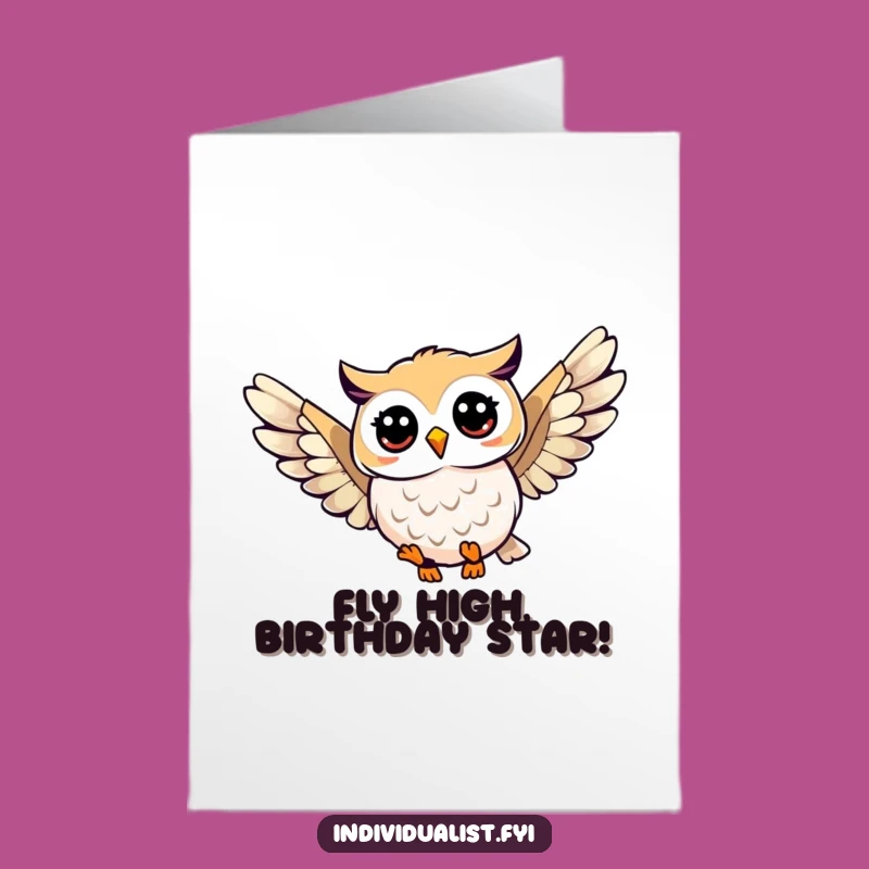 Free Printable Birthday Card: Funny Owl Flight, Whimsical DIY Download Gift
