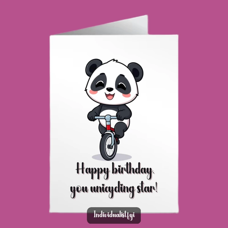 Free Printable Birthday Card: Panda on Unicycle for a Hilarious Celebration!