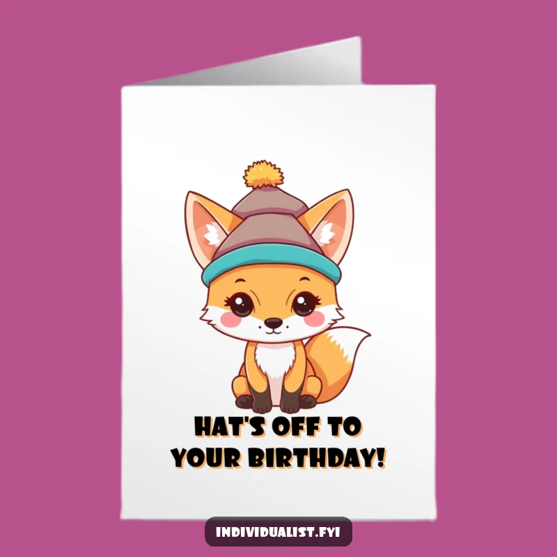 Free Printable Fox Hat Birthday Card: Funny Downloadable Gift for Hat Lovers